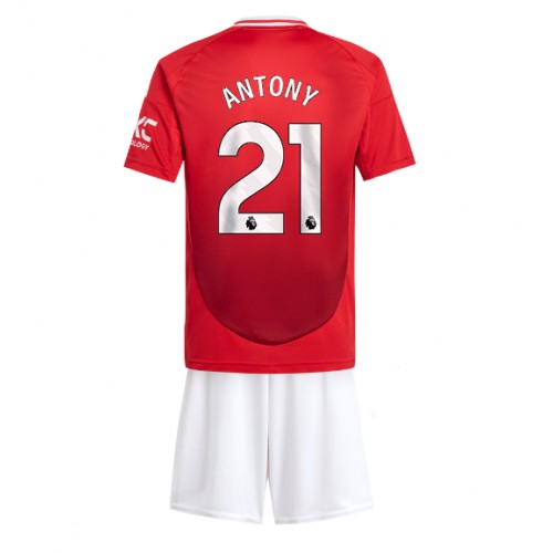 Dětský fotbalový dres Manchester United Antony #21 2024-25 Domácí Krátký Rukáv (+ trenýrky)